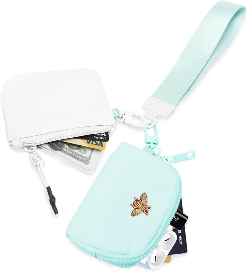 COOLANS Mini Wristlet Wallets Dual Pouch,Around Wristlet Handbag Wallet for Women Zip Cards Holder,Wristlet Bracelet Purse - Image 4